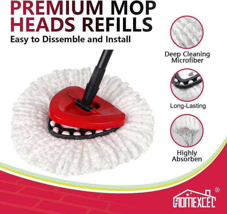 HOMEXCEL Mop Replacement Heads Compatible with O-Cedar EasyWring Spin Mop 6 Pack-Washable Microfiber Spin Head Refills-Easy Cleaning Mop Head Replacement