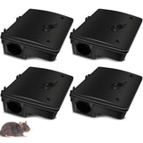 Qualirey Large Rat Bait Station with Key Rat Bait Station Traps Reusable Mouse Traps Smart Tamper Proof Cage House Heavy Duty Bait Boxes for Rodents Outdoor Rats Mice, Bait not Included(4 Pcs)