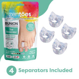 ZenToes Gel Toe Separators for Overlapping Toes, Bunions, Big Toe Alignment, Corrector and Spacer - 4 Pack (Glitter)