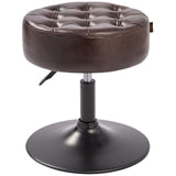 Furniliving Mid-Century Tufted Adjustable Swivel Makeup Ottoman Stool; Modern Big Size Round Vanity Stool Chair for Bedroom Living Room (BlackBrown)