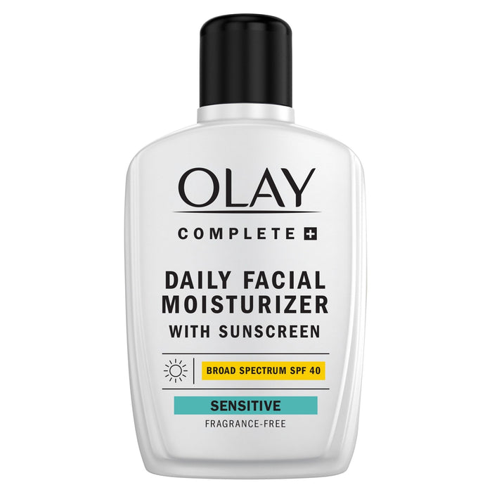 Olay Complete+ Daily Facial Moisturizer with Sunscreen SPF 40, Fragrance-Free, 6 FL OZ, Broad Spectrum Sunscreen for Sensitive Skin