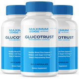 GLUCOTRUST (3 Pack) Glucotrust Capsules - Gluco Trust Supplement Advanced Formula Pills Gluco+Trust Maximum Strength 3 Pack Balance Original Edge Support Extra Strength Vegan Max Natural (180 Capsules)