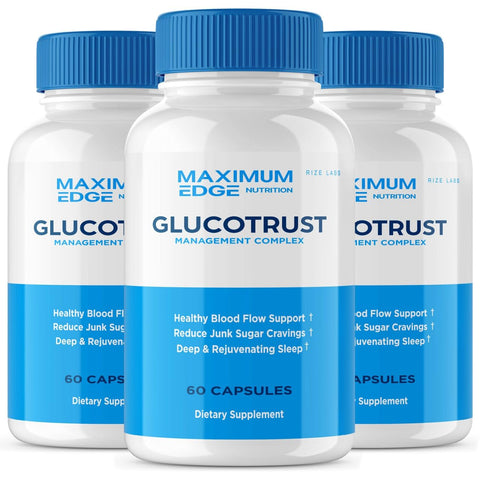 GLUCOTRUST (3 Pack) Glucotrust Capsules - Gluco Trust Supplement Advanced Formula Pills Gluco+Trust Maximum Strength 3 Pack Balance Original Edge Support Extra Strength Vegan Max Natural (180 Capsules)