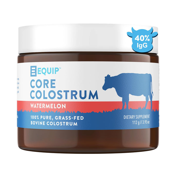 Equip Foods Core Colostrum - 100% Grass Fed Colostrum Powder 3,000mg, 40% IgG - Gut Health, Immunity, Recovery - Lactoferrin Supplements - Keto Friendly Colostrum Supplement - 30 Servings, Watermelon