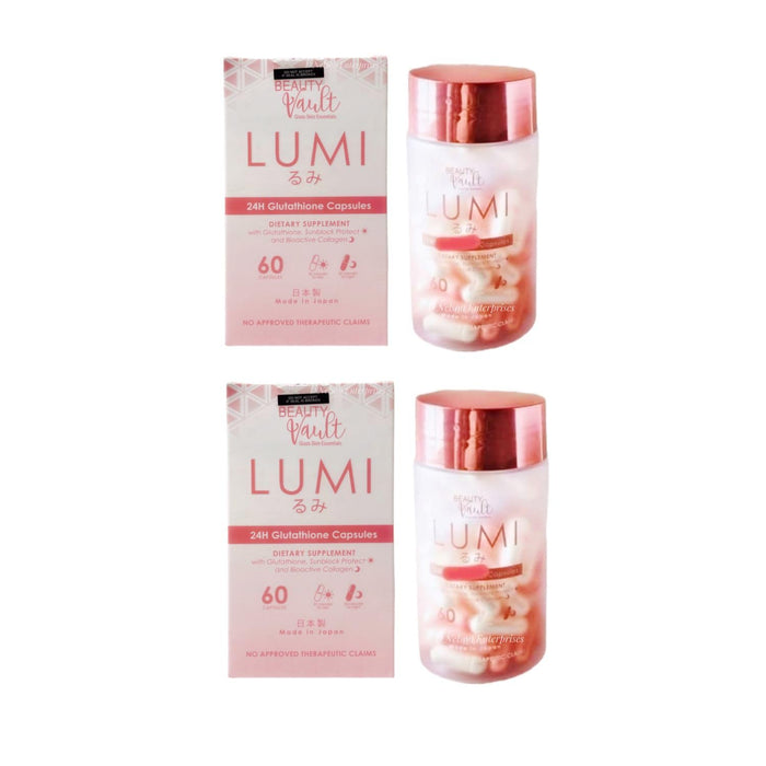 Beauty Vault 2 Bottles LUMI 24H Glutathione Capsules, 120 Caps