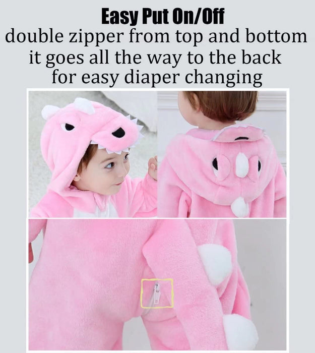 Baby Pink Dinosaur Costumes Unisex Toddler Outfit Halloween Dress Up Romper 18-24 Months