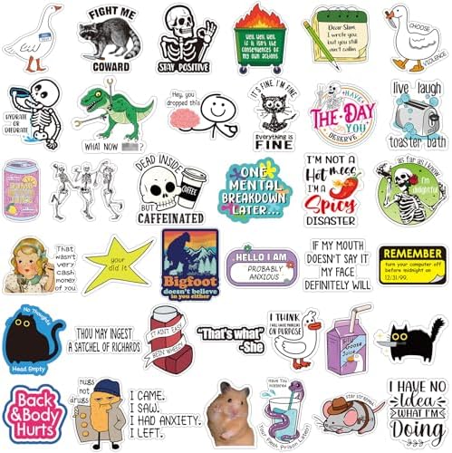 400 Pcs Funny Stickers for Adults Funny Waterproof Water Bottles Stickers Pack for Laptop, Bumper, Phone, Hard Hats, Wall, Window Decals Decors, 50 Styles