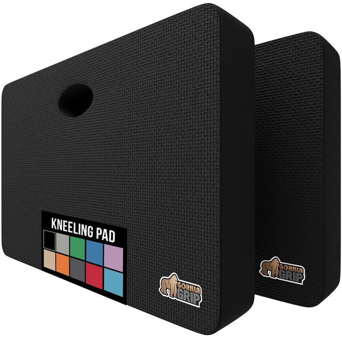 GORILLA GRIP® Extra Thick Patent Pending Supportive Foam Kneeling Pad, 2 PK, Large Cushion Knee Pads for Gardening, Baby Bath, Dirt and Water Resistant, Workout and Garden Supplies, 17.5x11, Black