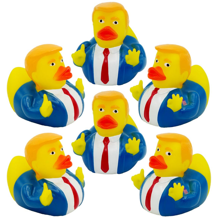 6 Donald Trump Rubber Ducks Bulk - 6 Pack Small 2.3 Inch, Trump Rubber Duckies Great for Jeep Ducking, Trump 2024 Gifts, Bath Tub Toys by 4E's Novelty