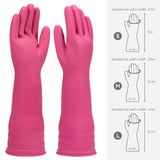 IUCGE Rubber dishwashing gloves 3 Pairs for kitchen,Cleaning washing dish gloves long for household reuseable durable.(Medium,Pink)