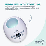 MOTIF MEDICAL Luna Double Electric Breast Pump - Easy to Use, Quiet Motor, Built-in LED Night Light - Outlet Required