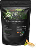 Go Nutra Siberian Ginseng Powder 4:1 Extract 4X Times Stronger Eleuthero Root Extract Non-GMO 4oz