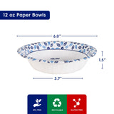 JOLLY CHEF 156 Count Paper Bowls 12 oz Soak Proof, Heavy Duty Printed Disposable Small Bowls Bulk for Dinner or Lunch