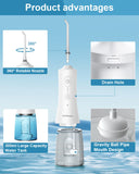 Operan Water Flossers for Teeth Cleaning Upgraded 300ml Cordless Water Flosser Portable Rechargeable Oral Irrigator with 4 Modes 4 Jet Tips IPX7 Waterproof Water Dental Flosser for Home Travel (White)
