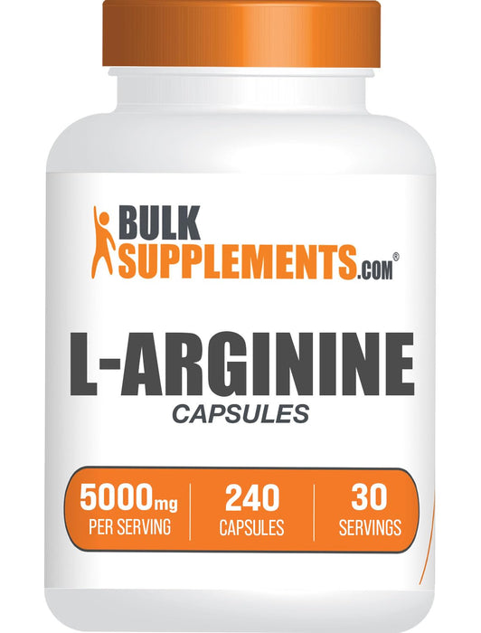 BULKSUPPLEMENTS.COM L-Arginine 5000mg Capsules - Arginine Supplement, Nitric Oxide Supplement, L Arginine Capsules - Gluten Free, 8 Capsules per Serving, 240 Capsules (Pack of 1)