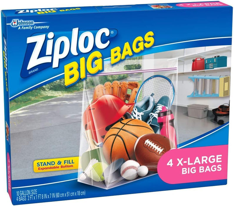 Ziploc Stand and Fill Big Bags, XL Big Bags, 4 Count (Pack of 2)