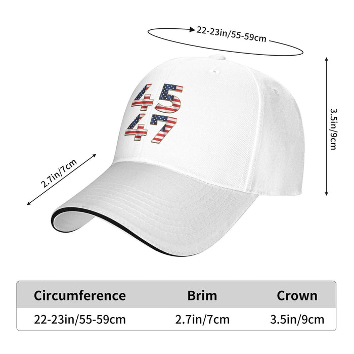 THRU Trump 2024 President Hat Trump 45 and 47 American Flag 45 47 Trump Hat Pro Trump 2024 Baseball Cap Funny Trucker Hat White