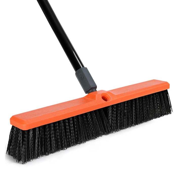 TreeLen 18 inch Push Broom Outdoor - Heavy Duty Broom for Driveways, Sidewalks, Patios and Deck Cleans Dirt, Debris, Sand, Mud, Leaves and Water-18 Wide Bristles