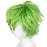 Anogol Hair Cap + Short Golden Green Men's Cosplay Wig Short Synthetic Wig for Halloween Christmas Event Costume Party Anime Outfit Cospay Wig