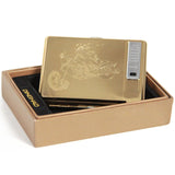 Gold Metal Cigarette Case with Electronic Lighter USB Rechargeable Hold 20 pieces Cigarettes