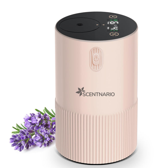 Waterless Diffuser for Essential Oil - Aromatherapy Diffuser for Home with Battery Indicator, Portable Smart Scent Air Machine 1/2/3 & Continuous Mist, Timing & Auto-off Function, 400~500 sq. ft Scent