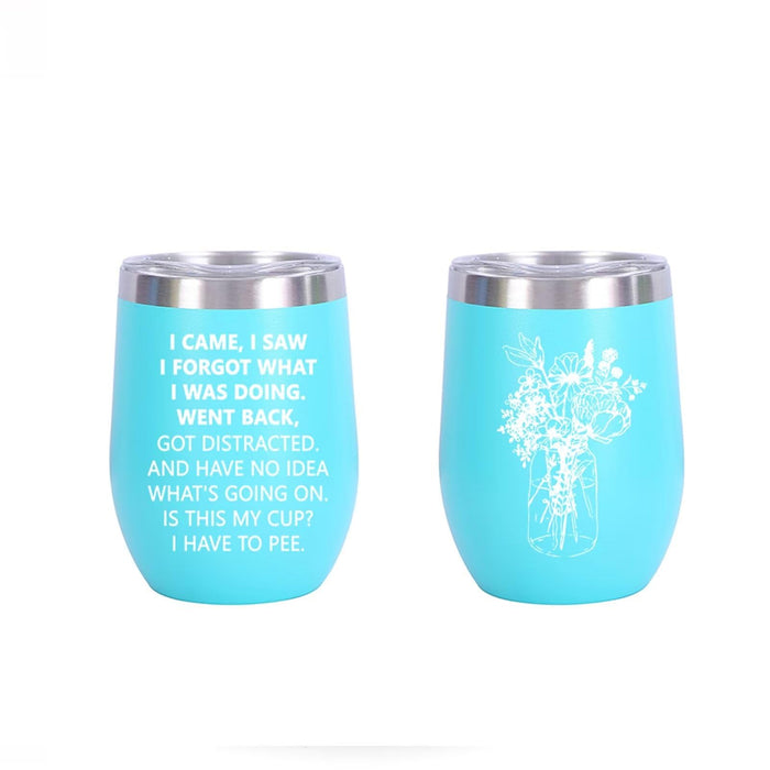 Eisfiel I Came I Saw I Forgot Tumbler, Funny Senior Citizens, Funny Sarcasti Gifts for Elderly Grandpa Grandma Wife Husband for Retirement Birthday Gift, Insulated Wine Tumblers 12oz-Blue