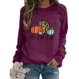 Fuyxxmer Women Its Fall Yall Pumpkin Halloween Sweatshirt Leopard Print Casual Long Sleeve Pullover Shirt Tops Blouse Purple