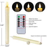 Homemory 2 PCS Flameless Taper Candles with Remote and Timer, 9.6 inch Ivory LED Candle Sticks Battery Operated, Dripless Real Wax Window Candles with 3D Flickering Flame for Fireplace Christmas