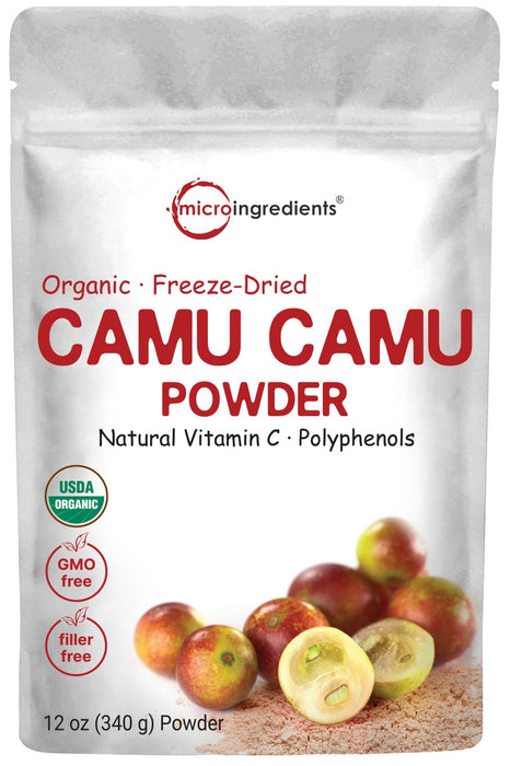 Organic Camu Camu Powder, 12 oz | High Natural Vitamin C Level | Fresh Freeze-Dried Berries Source | No GMOs, Vegan Friendly