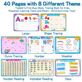 Preschool Learning Activities Educational Workbook, Handwriting Practice Book for Kids, Christmas Birthday Presents for 3 4 5 Year Old Boys Girl Toys for Kids, Montessori Busy Book Tracing Book Toys