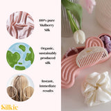 SILKIE x4 Set 100% Pure Mulberry Silk Pink Nude Neutral Skinny Scrunchies Travel Pouch Everyday Hair Ties Elastics Hair Care Ponytail Holder No Damage (Nudes)