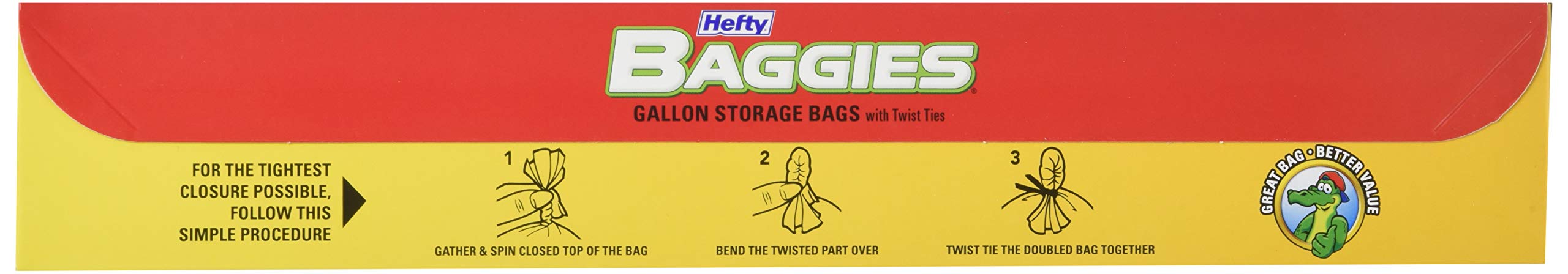 Hefty Baggies Food Storage Bags, Gallon Size, Twist Tie, 75 Count (Pack of 9), 675 Total