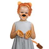 HODRME 5 Pieces Lion Ears and Tail Set-Lion Headband Nose Tail Paw Gloves Cosplay Party Halloween Costume Accessories for Kids and Adults