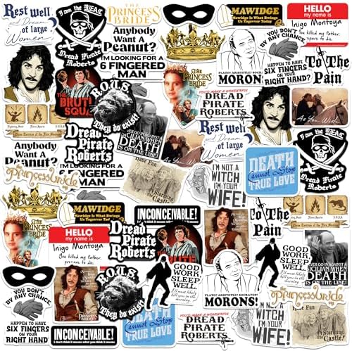 Princess Bride 50ct Vinyl Large Deluxe Stickers Variety Pack - Laptop, Water Bottle, Scrapbooking, Tablet, Skateboard, Indoor/Outdoor
