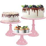 3Pcs Cake Stand, Pink Round Cupcake Stand 8/10/12Inch Dessert Display Stand Cupcake Holder Pastry Serving Plate for Baby Shower Wedding Birthday Party Celebration Home Decoration