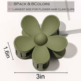 Hair Claw Clips Flower Hair Clips 8PCS Cute Hair Clips Large Matte Hair Clips Daisy Hair Clips Big Claw Clip Strong Hold Jaw Clip Large Hair Clamps For Women Thick Hair 8 Colors