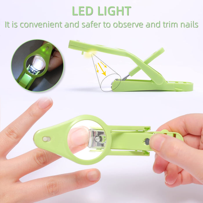 wefaner Nail Clippers with fold-Away Magnifier and LED Light, nail clipper with light,lighted nail clipper,Fingernails & Toenails Nail Clippers Care for Elderly Seniors Pets and Baby Reduce Eye Strain