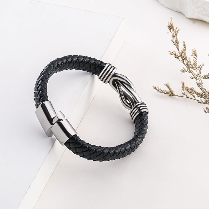 QWNHONEY Gifts for Son Bracelet for Son from Mom forever Linked Together Bracelet Birthday Christmas Anniversary Bracelet Idea Mens Black Braided Cuff Bracelet 8.5 Inches