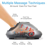 CINCOM Foot Massager with Heat & Air Compression for Foot Deep Shiatsu Kneading Massage with 3 Intensities 2 Modes Auto-Off Timer for Relax