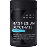 Sports Research® Magnesium Glycinate - Supports Restful Sleep & Enzymatic Processes - 160 mg Chelated Magnesium - Liquid Softgel - 60 Count