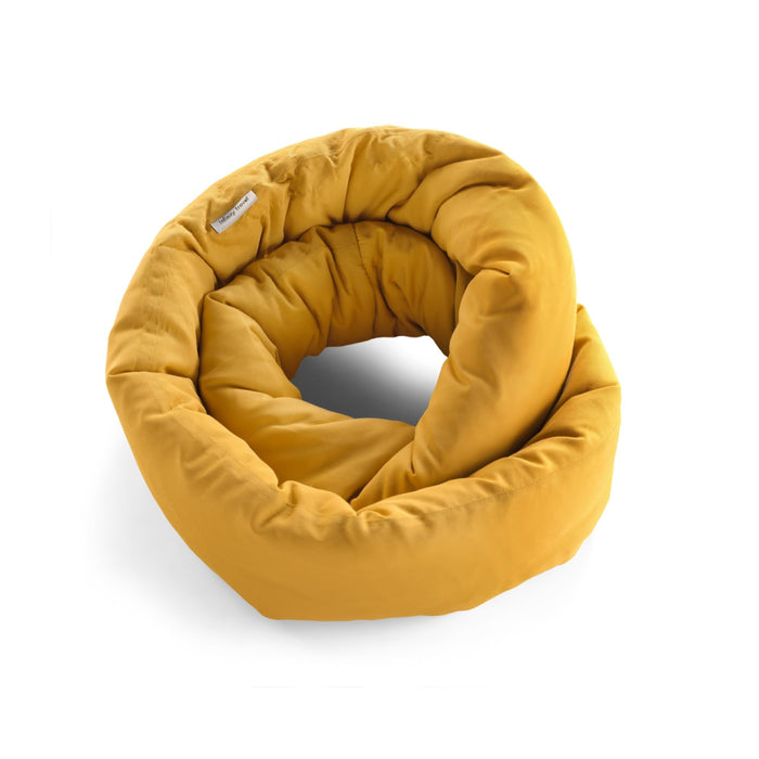 Huzi Infinity Pillow Mini - Kids Travel Neck Pillow - Machine Washable - Home Travel Flight Road Car Train Trips (Ochre Yellow)