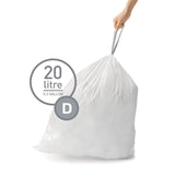 simplehuman Code D 100 Count, Genuine Custom Fit Liners, Drawstring Trash Bags in Dispenser Packs, 20 Liter / 5.3 Gallon, White