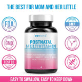 Postnatal Vitamins for Breastfeeding Moms - Lactation Supplement with Organic Herbs, Minerals, Nutrients for New Mothers and Baby - Postpartum Pills for Energy and Mood, Non GMO, Vegan, 60 Capsules