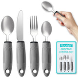 Nourislif Adaptive Utensils, Adaptive Utensils 4pcs for Hand Tremors,Elderly, Arthritis,Parkinsons-Built Up Utensils for Adults–Easy Grip Aids Handle–2.5oz Each Weighted Silverware for Hand Tremors