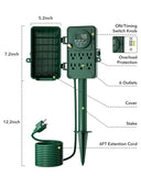 BN-LINK 7 Day Heavy Duty Outdoor Digital Stake Timer, 6 Outlets, Weatherproof, Perfect for Outdoor Lights, Sprinklers, Christmas Lights