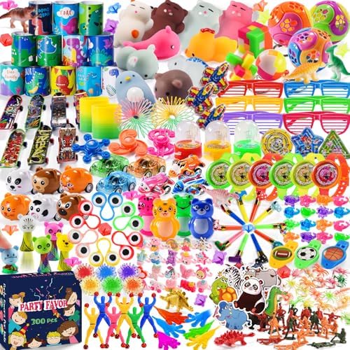 300 PCS Party Favor for Kids Goodie Bags Stuffers, Prize Box Toys for Kids Classroom Bulk, Small Fidget Toys Pinata Fillers, Treasure Chest for Students Rewards, Carnival Prizes, Birthday Gifts