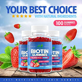 Biotin 10,000mcg Gummies for Women & Men (100 Count) - 2x Extra Strength Biotin for Hair Growth, Skin & Nails - Gluten-Free, Vegan, Non-GMO, Great Tasting Strawberry Flavor - 100 Gummies