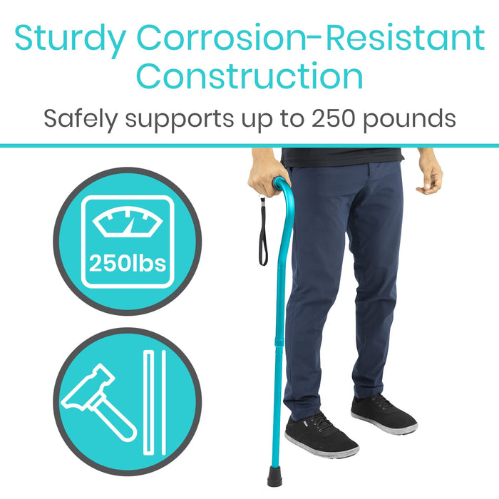 Vive Walking Cane for Women, Men, Elderly - Patented Offset Grip - Lightweight Adjustable Walking Aid with a Non-Slip Tip - Sturdy Balancing Mobility Aid for Seniors (Folding Offset Cane)