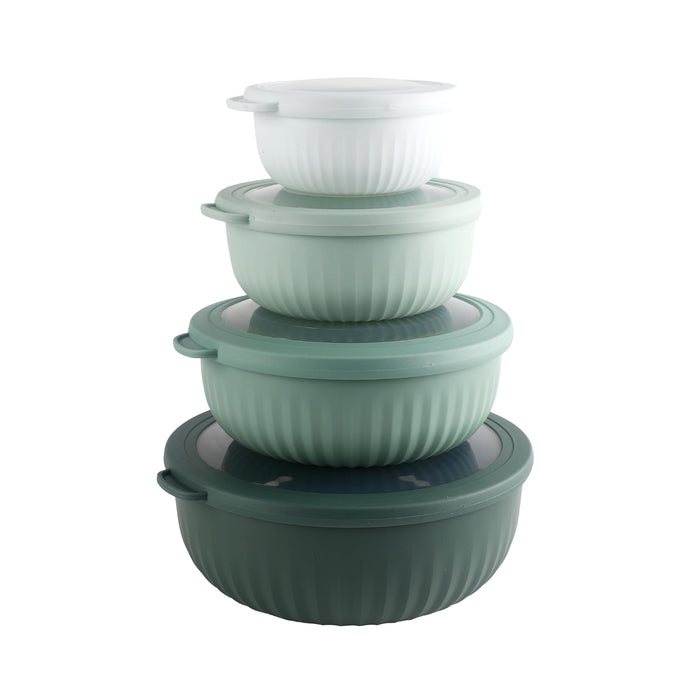 COOK WITH COLOR Prep Bowls with Lids- Wide and Deep Nesting Plastic Small Mixing Bowl Set with Lids, 8 Piece Set - Wide Bowls, Sage