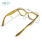 Rich Green Gold Geometric Cat Eye Reading Glasses for Women to Look Stylish with High Vision - Comfortable All Face Shape Womens Reading Glasses - Solid Readers For Women - Reading Glasses 1.5